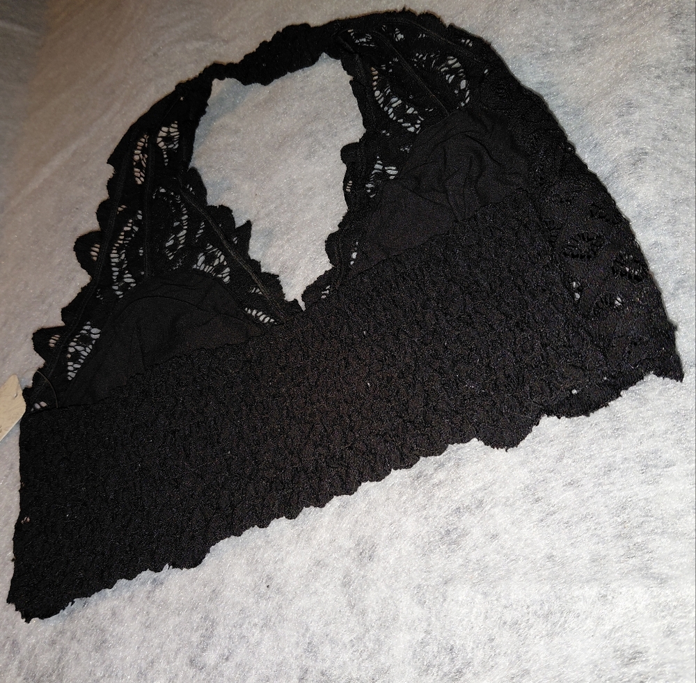 NWT Free People Adella Lace Halter Bralette Womens Large Black - Picture 10 of 16